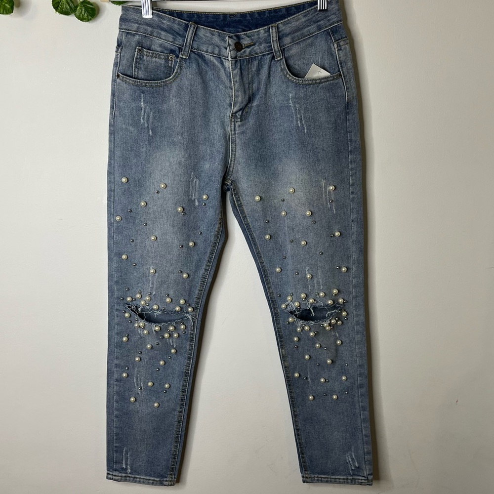 Sadie & Sage Women’s Denim with Pearl Detail size M